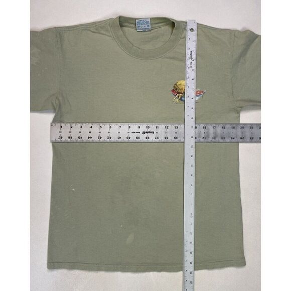 VINTAGE Caribbean Soul Relax Beach Boat Graphic T-shirt Men Medium Green 90s - Picture 9 of 9